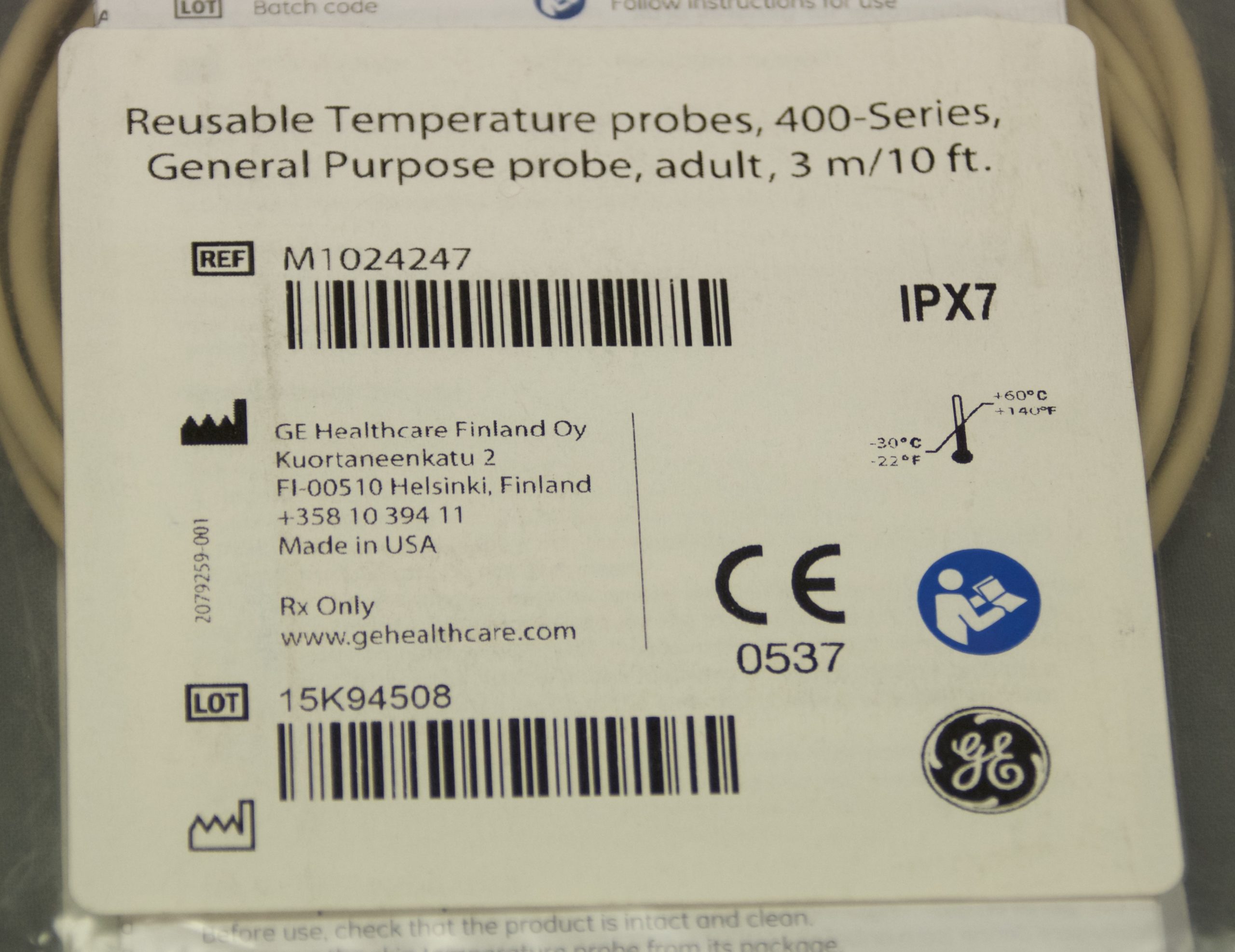 Ge M1024247 Reusable Temperature Probes 400 Series R30 Apexx